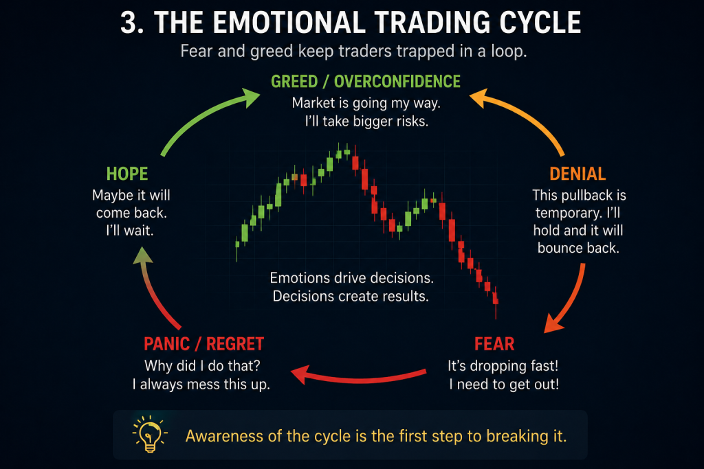 Fear and greed cycle explaining why emotions control your trades
