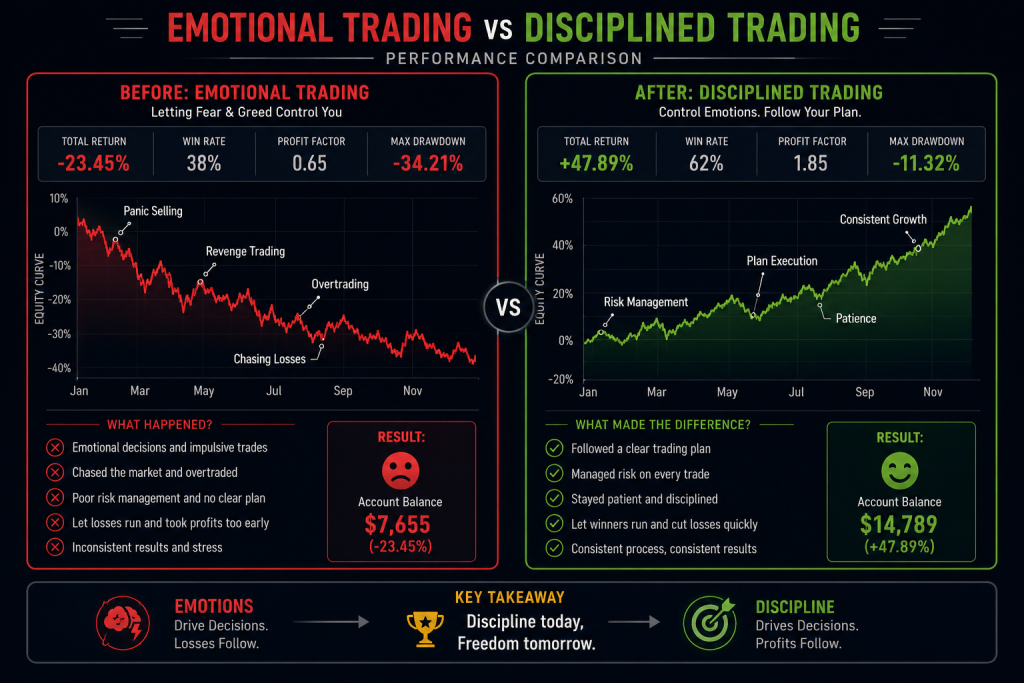 Fear vs greed trading performance comparison chart