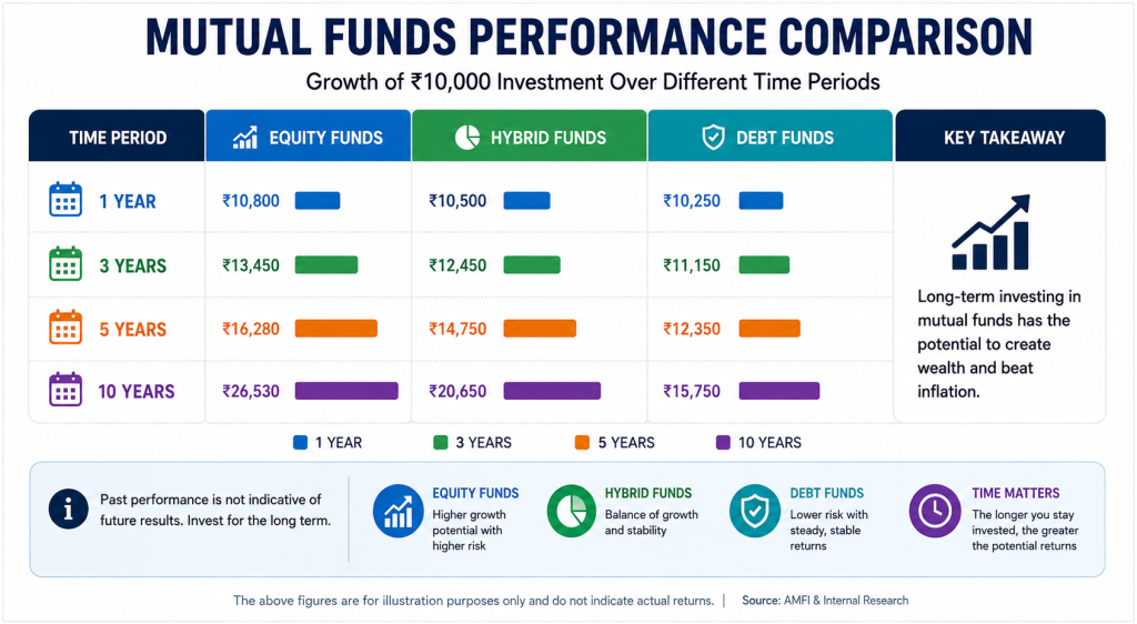 Chart comparing mutual funds performance over different time periods